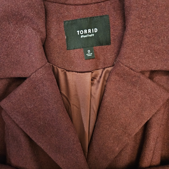 Torrid Size 0 Wool Blend Zinfandel Trench Coat - Picture 7 of 10